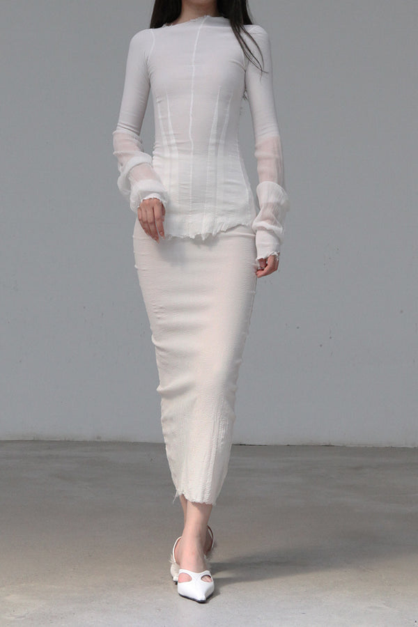 Marc Le Bihan Stretch Pleated Stretch Bandeau Dress or Skirt Collection MLB-25901-BAI White Short Skirt 25900 25901